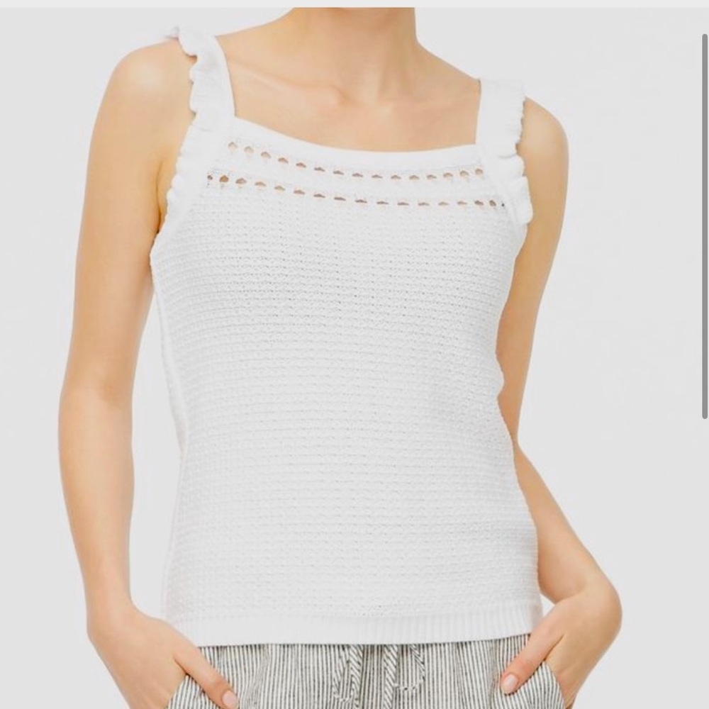 J Crew Ruffle Crochet Summer Sweater sz XL